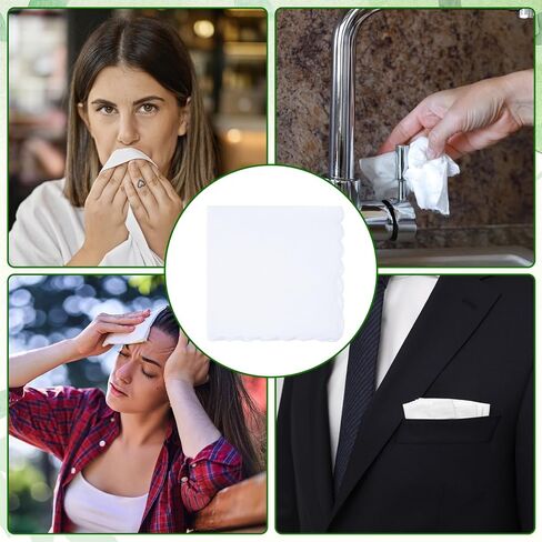 12 Pcs White Cotton Handkerchiefs for Women 11.8"x11.8" Pocket Hankies Scalloped Square Towel for Wedding Party Gift Favor in Kuwait