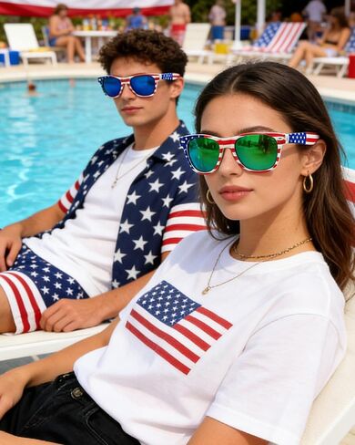 American Flag Sunglasses, 4th of July Accessories for women, USA Patriotic Sunglasses Bulk for Men in Kuwait