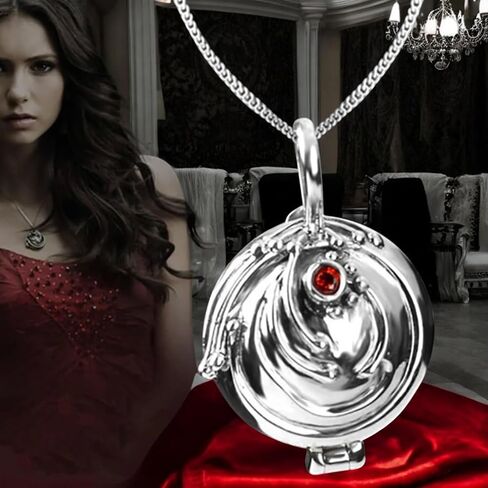 PRINCESS CUTENESS STORE Elena Gilbert Vervain 925 Sterling Silver Vampire Locket Pendant Necklace in Saudi Arabia