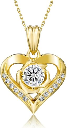 KRKC Moissanite Heart Necklace for Women, 1ct Lab-Created Diamond Rose Pendant with “I LOVE YOU" Engraving, 925 Sterling Silver Romantic Jewelry Gifts for Wife Girlfriend Her Anniversary Birthday in Saudi Arabia