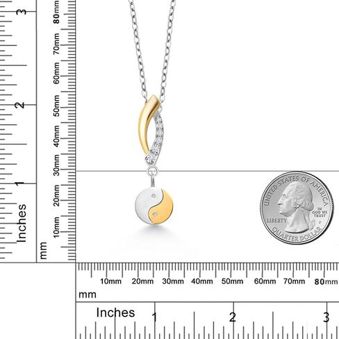 Gem Stone King 10k Yellow Gold and 925 Sterling Silver Lab Grown Diamond Pendant Necklace For Women with Fortune Charms Set with Moissanite in Saudi Arabia