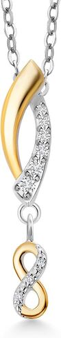 Gem Stone King 10k Yellow Gold and 925 Sterling Silver Lab Grown Diamond Pendant Necklace For Women with Fortune Charms Set with Moissanite in Saudi Arabia