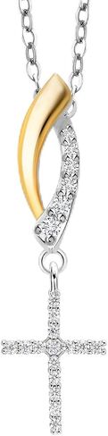 Gem Stone King 10k Yellow Gold and 925 Sterling Silver Lab Grown Diamond Pendant Necklace For Women with Fortune Charms Set with Moissanite in Saudi Arabia