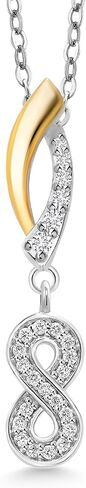 Gem Stone King 10k Yellow Gold and 925 Sterling Silver Lab Grown Diamond Pendant Necklace For Women with Fortune Charms Set with Moissanite in Saudi Arabia