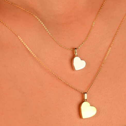 Solid Gold Heart 14K - Cremation Jewelry for Ashes Holder Memorial Heart Urn Necklace, Keepsake Jewelry - Human Ashes Cremation Pendant, 14K - L, Just in Saudi Arabia