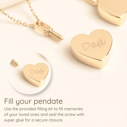 Solid Gold Heart 14K - Cremation Jewelry for Ashes Holder Memorial Heart Urn Necklace, Keepsake Jewelry - Human Ashes Cremation Pendant, 14K - L, Just in Saudi Arabia