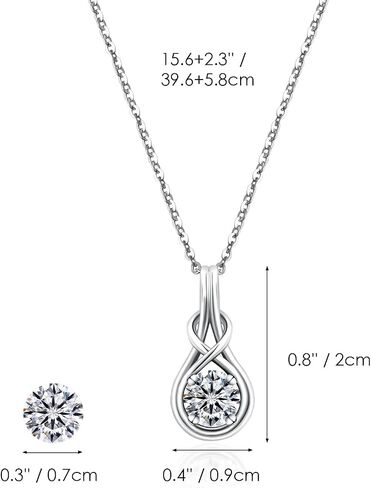 Sterling Silver Moissanite Pendant Necklace:1 Carat Round Cut Moissanite Solitaire Diamond Necklace with White Gold Plated Chain - Trendy Infinity Knot Gem Jewelry for Women in Saudi Arabia