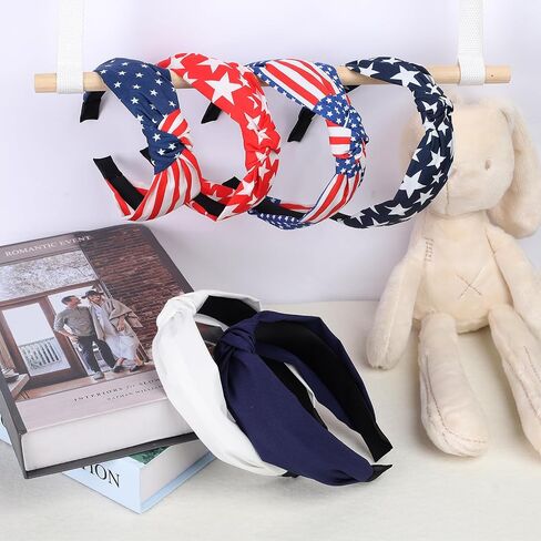 4th of July Headbands for women 6 Pcs American Flag Headbands Red White and Blue Star Knotted Headband Patriotic Independence Day Memorial Day Parade Hair Accessories Party Favors for Girls in Saudi Arabia
