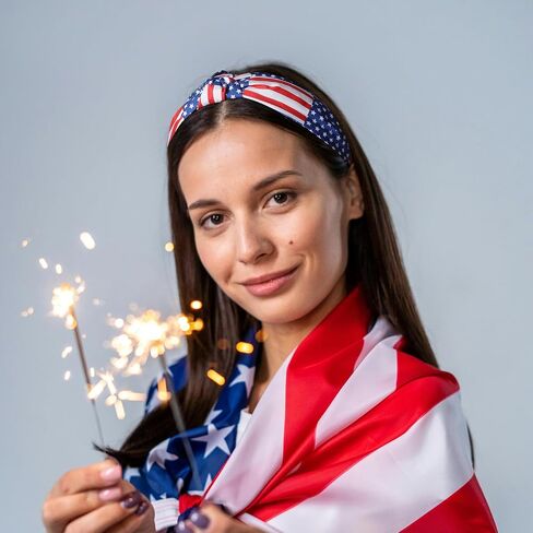 4th of July Headbands for women 6 Pcs American Flag Headbands Red White and Blue Star Knotted Headband Patriotic Independence Day Memorial Day Parade Hair Accessories Party Favors for Girls in Saudi Arabia