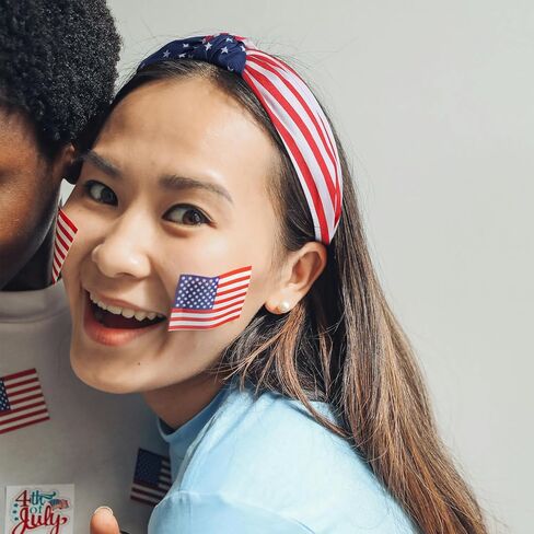 4th of July Headbands for women 6 Pcs American Flag Headbands Red White and Blue Star Knotted Headband Patriotic Independence Day Memorial Day Parade Hair Accessories Party Favors for Girls in Saudi Arabia