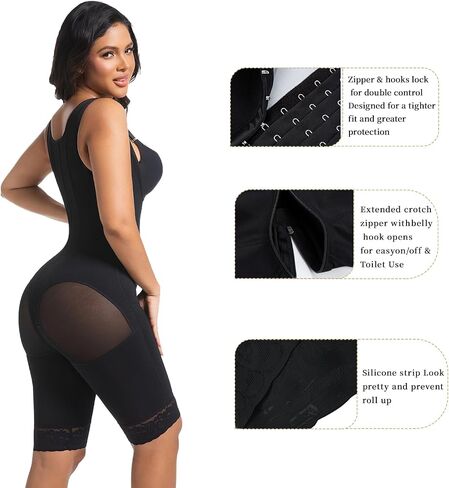 faja with built in bra for Women Tummy Control Post Surgery Full Body Shapewear Butt Lifter with Zipper Crotch in Kuwait