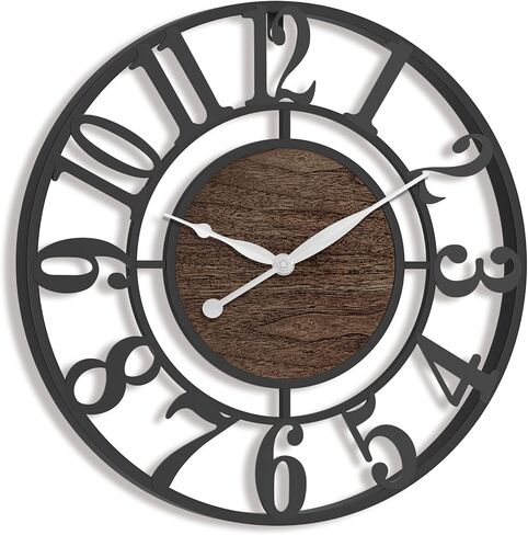 Pytha Sight 30 Inch Extra Giant Large Wall Clock, Big Metal Modern Decorative Black Walnut Arabic Numerals Silent Oversized Wall Clocks for Living Room,Kitchen Bedroom,Office,Fireplace in Saudi Arabia