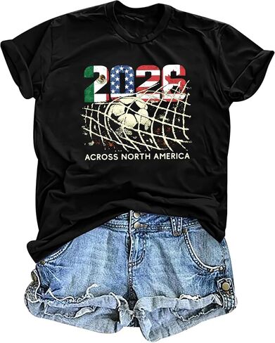 Womens 2026 Soccer Shirt North America Football Game Day Shirts Soccer Graphic Tee Sports Fan Jerseys Top in Saudi Arabia