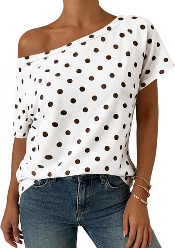 LilyCoco Off The Shoulder Tops for Women Casual Summer Short Sleeve Raglan Shirts in Saudi Arabia