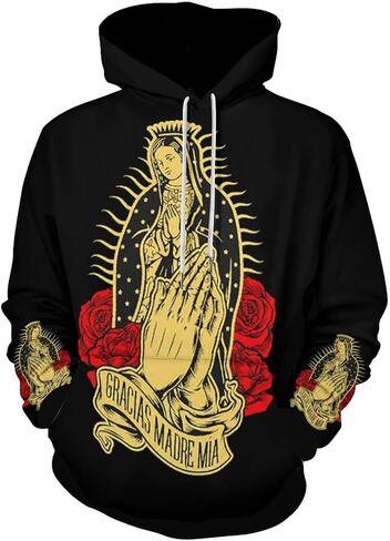 Our Lady of Guadalupe - Virgin Mary Sweatshirt Fashion Classic Hoody Big Pocket Pullover Hoodie Men Women Long Sleeve Drawstring Hoodie 3XL in Saudi Arabia