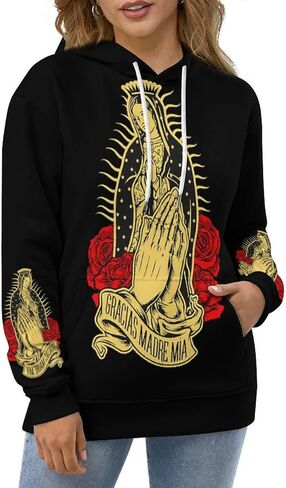 Our Lady of Guadalupe - Virgin Mary Sweatshirt Fashion Classic Hoody Big Pocket Pullover Hoodie Men Women Long Sleeve Drawstring Hoodie 3XL in Saudi Arabia