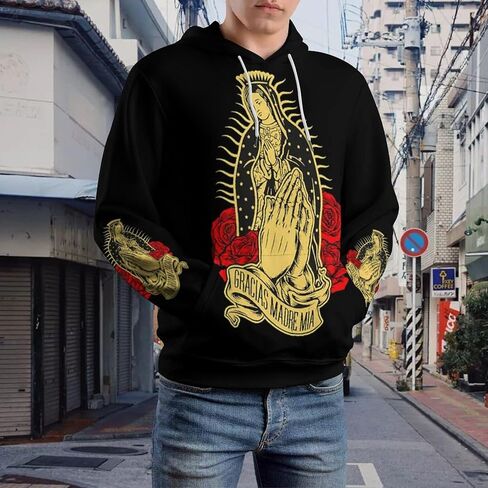 Our Lady of Guadalupe - Virgin Mary Sweatshirt Fashion Classic Hoody Big Pocket Pullover Hoodie Men Women Long Sleeve Drawstring Hoodie 3XL in Saudi Arabia