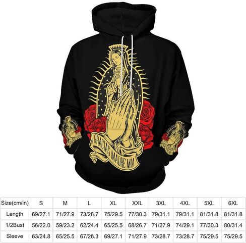 Our Lady of Guadalupe - Virgin Mary Sweatshirt Fashion Classic Hoody Big Pocket Pullover Hoodie Men Women Long Sleeve Drawstring Hoodie 3XL in Saudi Arabia