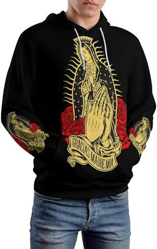 Our Lady of Guadalupe - Virgin Mary Sweatshirt Fashion Classic Hoody Big Pocket Pullover Hoodie Men Women Long Sleeve Drawstring Hoodie 3XL in Saudi Arabia