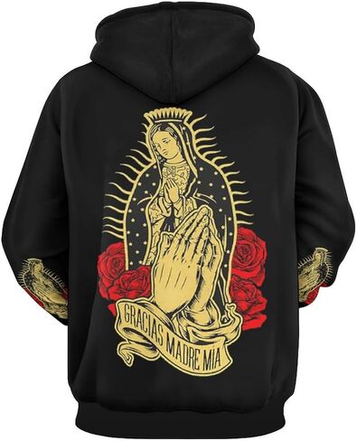 Our Lady of Guadalupe - Virgin Mary Sweatshirt Fashion Classic Hoody Big Pocket Pullover Hoodie Men Women Long Sleeve Drawstring Hoodie 3XL in Saudi Arabia
