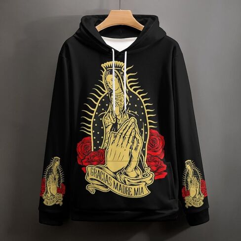 Our Lady of Guadalupe - Virgin Mary Sweatshirt Fashion Classic Hoody Big Pocket Pullover Hoodie Men Women Long Sleeve Drawstring Hoodie 3XL in Saudi Arabia