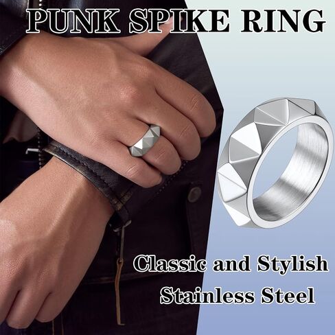 7.5mm Wide Geometric Hip-Hop Ring for Men - Durable Streetwear Stylish Band in Saudi Arabia