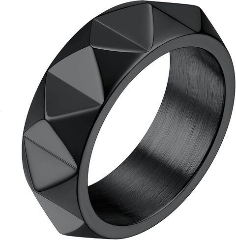 7.5mm Wide Geometric Hip-Hop Ring for Men - Durable Streetwear Stylish Band in Kuwait