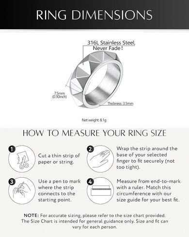 7.5mm Wide Geometric Hip-Hop Ring for Men - Durable Streetwear Stylish Band in Saudi Arabia