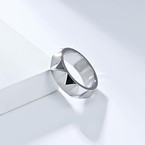 7.5mm Wide Geometric Hip-Hop Ring for Men - Durable Streetwear Stylish Band in Saudi Arabia
