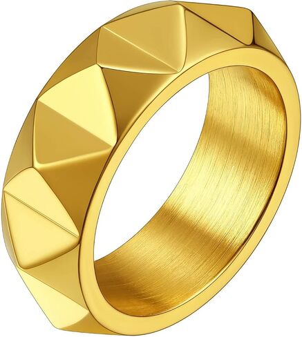 7.5mm Wide Geometric Hip-Hop Ring for Men - Durable Streetwear Stylish Band in Saudi Arabia