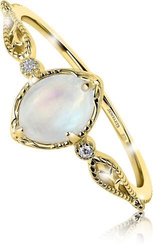 Sterling Silver 6x8mm Ring Blank – Prong Setting with Side Cubic Zirconia & Gold Plating (9.0) in Saudi Arabia