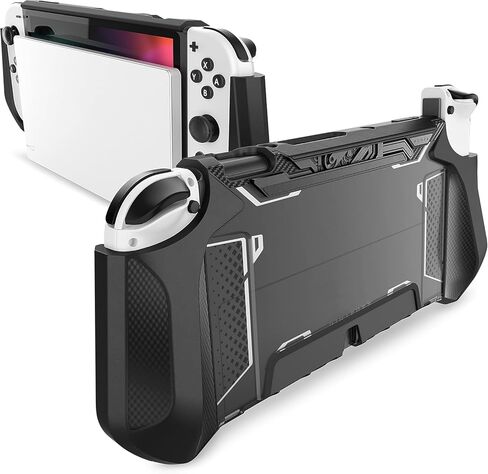 حافظة Mumba قابلة للإرساء لجهاز Nintendo Switch OLED 2021، [سلسلة Blade] ملحقات غطاء حماية بمقبض TPU متوافقة مع Nintendo Switch OLED 7 بوصة ووحدة تحكم Joy-Con (موجات) in Kuwait