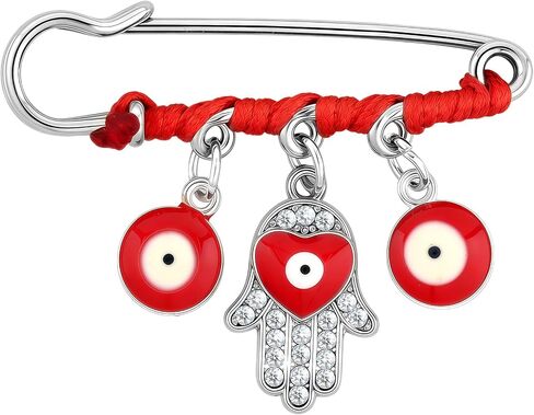 Red Evil Eye Hamsa Charm Pin Pregnancy Safety Pin with Red String New Mom Gifts Protection Amulet for Stroller Clothes Hats Bag Scarf Blanket Evil Eye Brooch for Women Men Good Luck Jewelry in Saudi Arabia