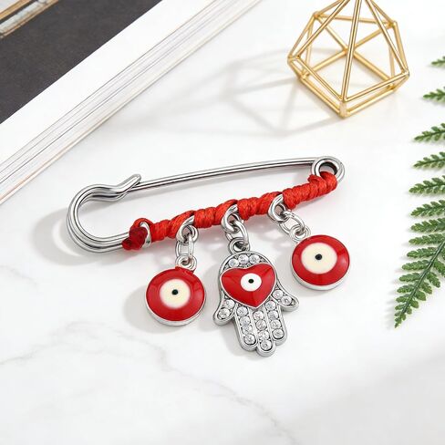 Red Evil Eye Hamsa Charm Pin Pregnancy Safety Pin with Red String New Mom Gifts Protection Amulet for Stroller Clothes Hats Bag Scarf Blanket Evil Eye Brooch for Women Men Good Luck Jewelry in Saudi Arabia