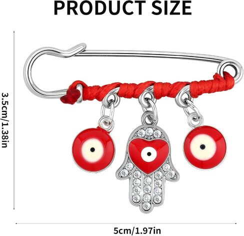 Red Evil Eye Hamsa Charm Pin Pregnancy Safety Pin with Red String New Mom Gifts Protection Amulet for Stroller Clothes Hats Bag Scarf Blanket Evil Eye Brooch for Women Men Good Luck Jewelry in Saudi Arabia