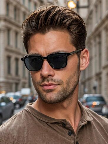 1 Pair of Men's Square Plastic Frame Classic Fashion Sunglasses, Suitable for Outdoor Daily Travel and Beach Vacation in Kuwait