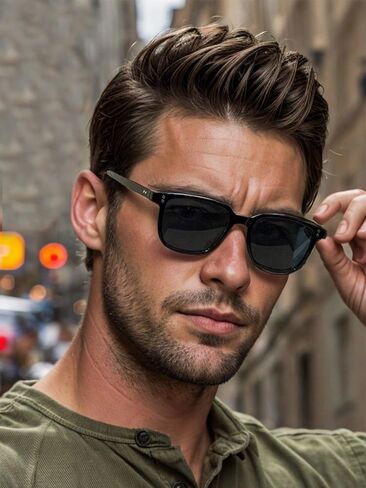 1 Pair of Men's Square Plastic Frame Classic Fashion Sunglasses, Suitable for Outdoor Daily Travel and Beach Vacation in Kuwait