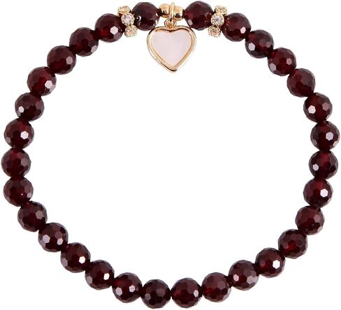 Natural garnet bead stretch bracelet for women 6mm cut bead gemstone heart jewelry Red garnet bracelet,January Birthstone Jewelry Gift for Her in Saudi Arabia