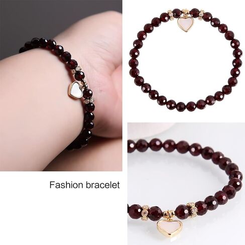 Natural garnet bead stretch bracelet for women 6mm cut bead gemstone heart jewelry Red garnet bracelet,January Birthstone Jewelry Gift for Her in Saudi Arabia