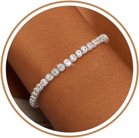 أساور التنس الذهبية الفضية للنساء العصرية غير اللامعة القابلة للتكديس مكعب زركونيا الماس سوار كومة أنيقة 14 قيراط أساور مطلية بالذهب لحفلات الزفاف وصيفة الشرف والحفلات الموسيقية الذهبية 6.5-7.5 بوصة in Kuwait