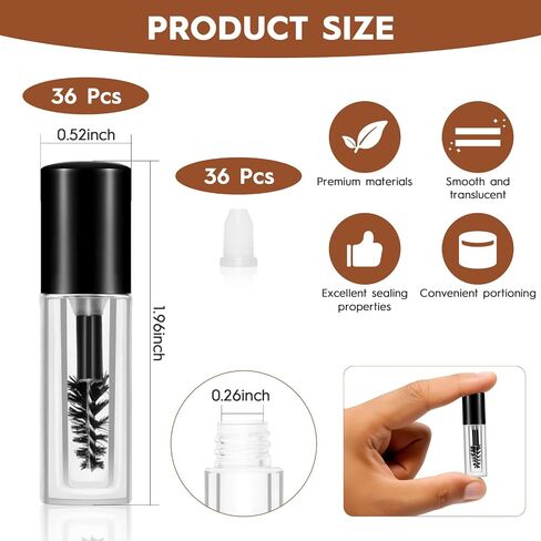 36 Pcs Empty Mascara Tubes with Wand (3ml), Refillable Eyelash Brow Tint Tubes, Travel Size Containers for Lash/Brow Oil, Eyebrow Shaping, Perm Aftercare in Saudi Arabia