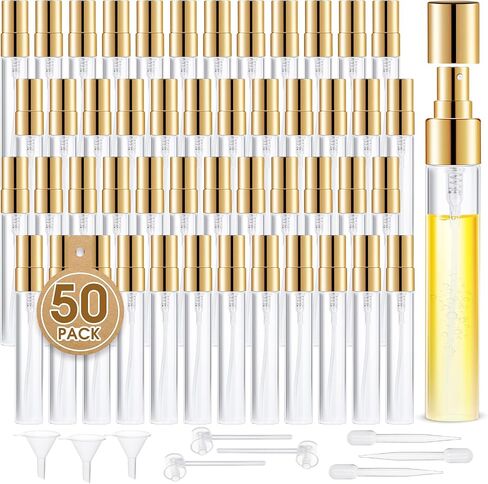 Mini Glass Spray Bottle 50pcs 5ml Clear Spray Bottle Empty, Fine Mist Refillable Mini Perfume Spray Bottle, Perfume Atomizer, Travel Spray Bottle For Hair, Small Empty Sample Containers Portable in Saudi Arabia