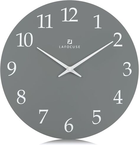 Lafocuse 12 Inch Modern Simple Navy Blue Wall Clock Battery Operated Silent Non-Ticking, Wooden Minimalist Wall Clock for Living Room Decor Kitchen Bedroom Office in Kuwait