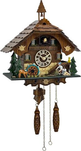 Cuckoo Clock Wall Art, Animated Scene, 12 Melodies, Volume Control, Night Mode, Germany Style Black Forest Retro Handcrafted Wooden Chalet, Traditional Rustic Home Decor, Gift for Family (12.5"x26") in Saudi Arabia