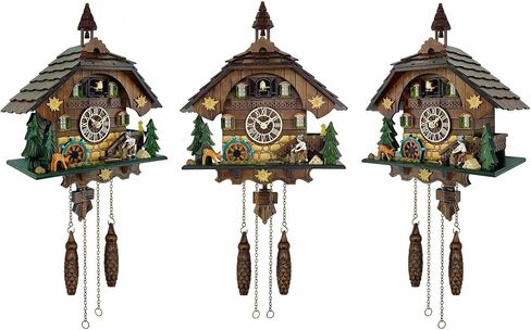 Cuckoo Clock Wall Art, Animated Scene, 12 Melodies, Volume Control, Night Mode, Germany Style Black Forest Retro Handcrafted Wooden Chalet, Traditional Rustic Home Decor, Gift for Family (12.5"x26") in Saudi Arabia