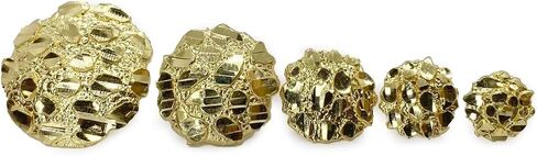Textured Nugget Stud Earrings for Men Women 14K Yellow Gold Finish Sterling Silver Available Size in 8mm, 10mm, 12mm in Saudi Arabia
