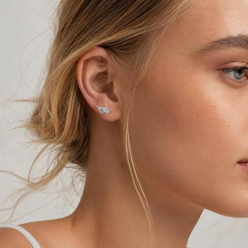 Angel Wing Stud Earrings For Women, Y2K Mini Wings Hidden Flat Back Cartilage Earring Cubic Zirconia 316L Stainless Steel Helix Piercing Statement Minimalist Jewelry Gift in Saudi Arabia