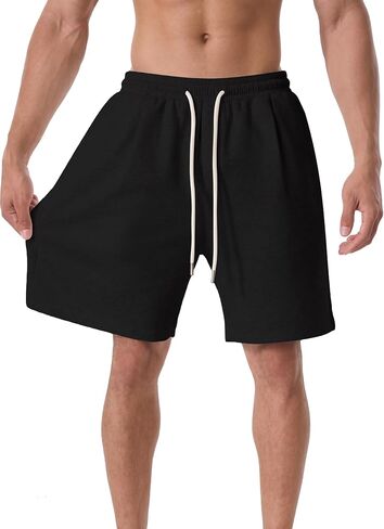 Men's 7" Mid Weight Loose Wide Leg Knit Sweat Shorts | Mid Weight Knit Casual Shorts, 3 Deep Pockets for Fitness, Outdoor & Daily Wear in Saudi Arabia