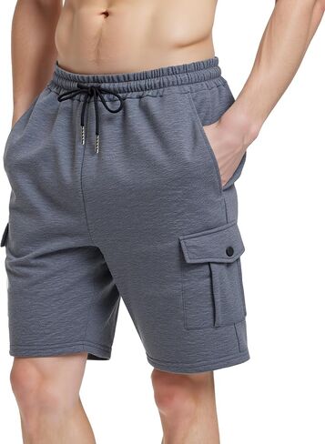 Men's Cargo Shorts with 4 Pockets Athletic Gym Drawstring Elastic Waistband Casual Summer Shorts for Men S-3XL in Kuwait