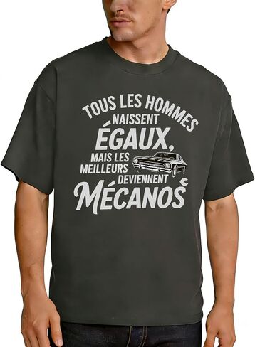 تيشيرت رجالي French Meme، قطن 100%، قميص ممتع لعشاق إصلاح السيارات ورقبة دائرية وأكمام قصيرة in Kuwait